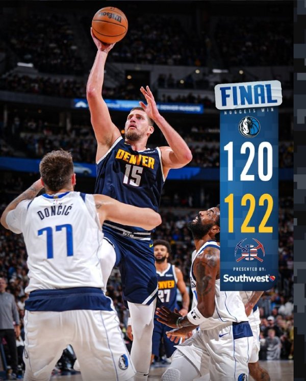 约基奇37+18+15掘金险胜独行侠 76东说念主闭幕5连败